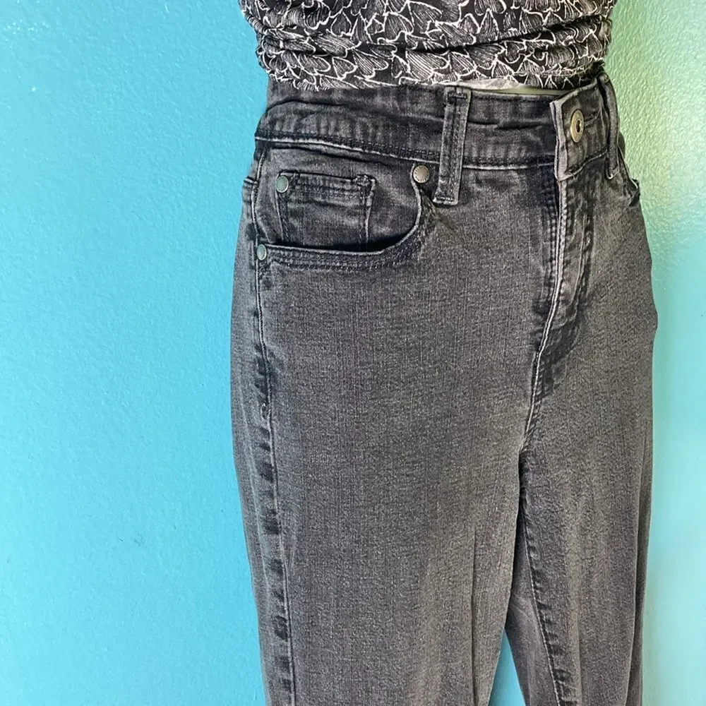 Gloria Vanderbilt “The Perfect Fit” Black Wash Straight Leg Jeans Marked 8 Fit 4
